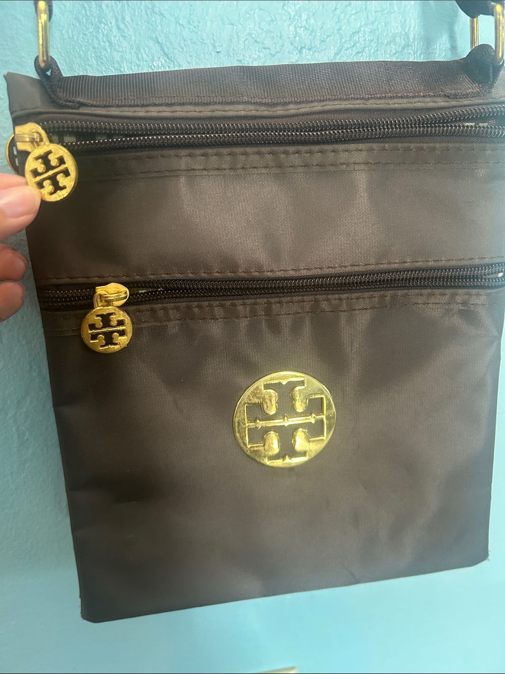 Tory Burch Chocolate Brown Nylon Crossbody Bag - Picture 2 of 5
